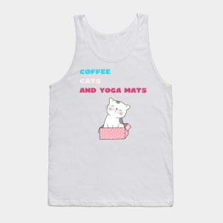 Coffee cats and yoga mats funny yoga and cat drawing Tank Top